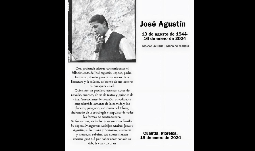 Adiós a la pluma rebelde, fallece el escritor mexicano José Agustín